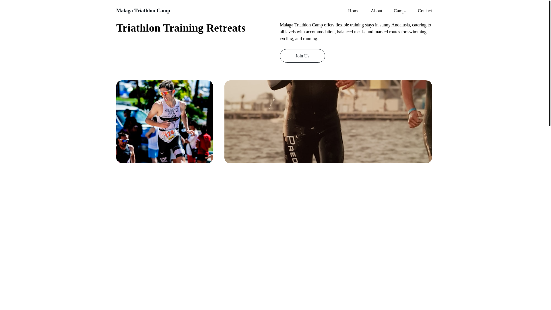 website screenshot of https://malagatriathloncamp.com/