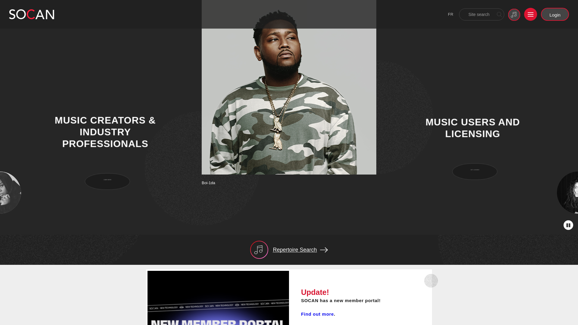 website screenshot of http://www.socan.com/