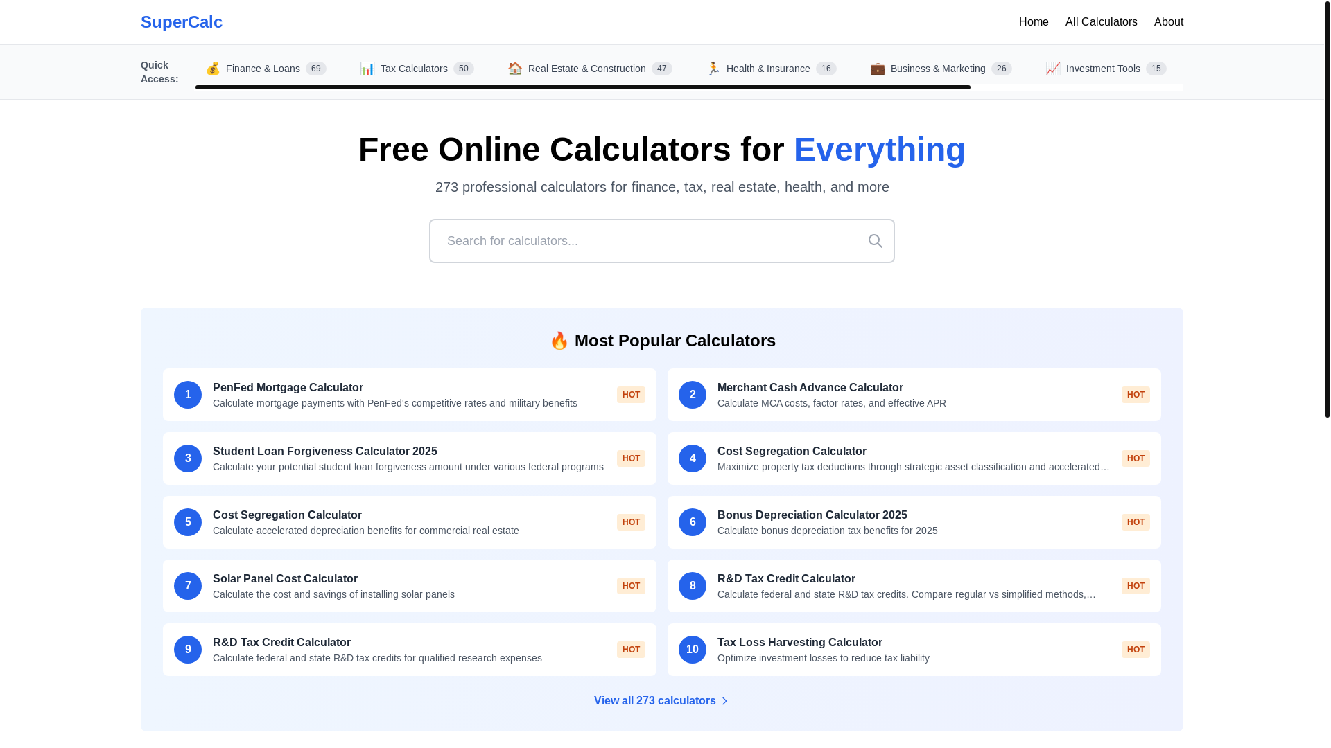 website screenshot of https://supercalc-website.pages.dev/