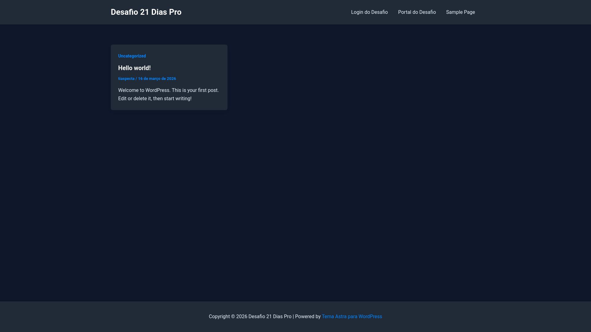 website screenshot of https://desafio21diaspro.com.br