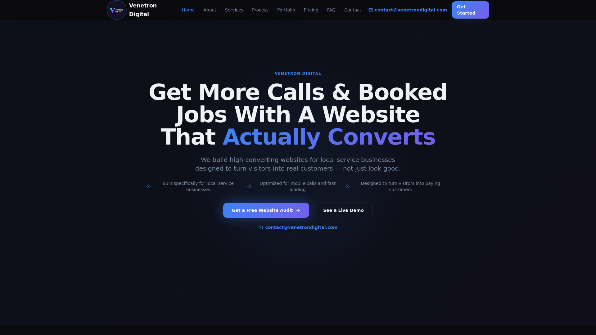 website screenshot of https://venetrondigital.com