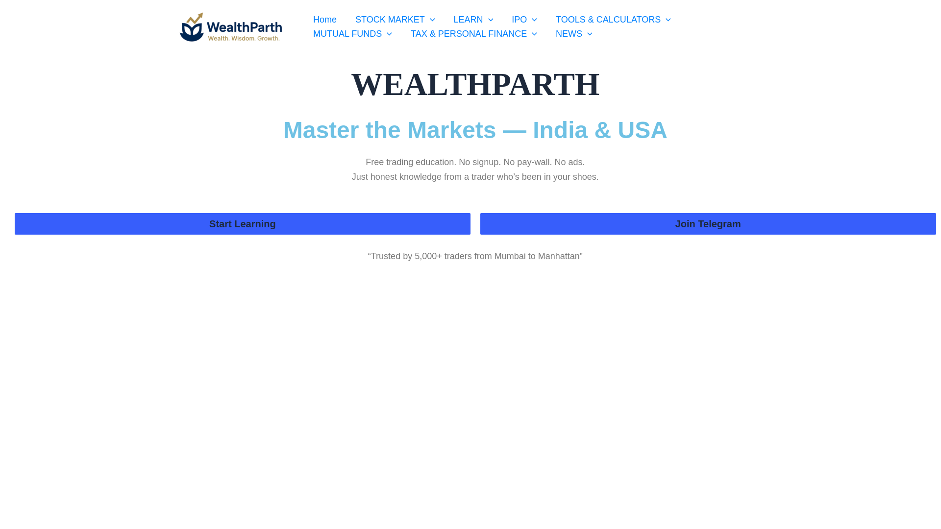 website screenshot of https://wealthparth.com/