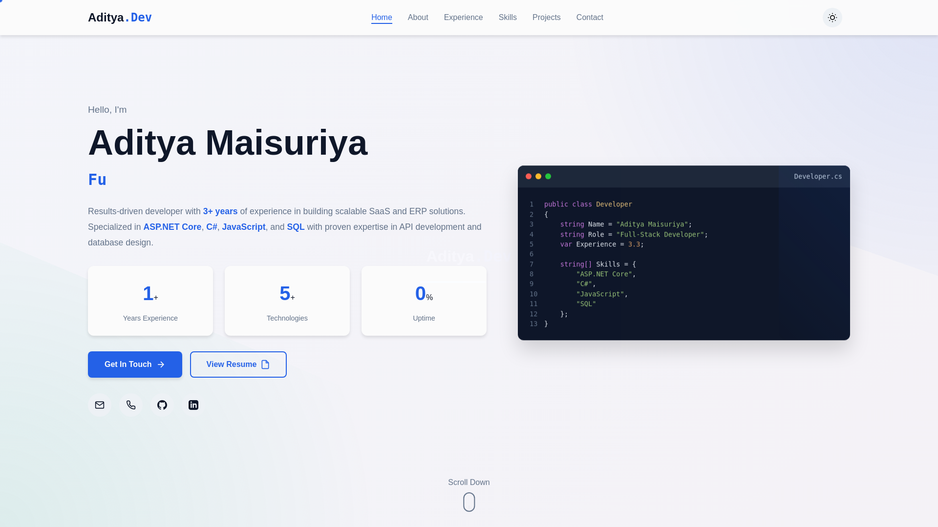 website screenshot of https://adityamaisuriya.pages.dev/
