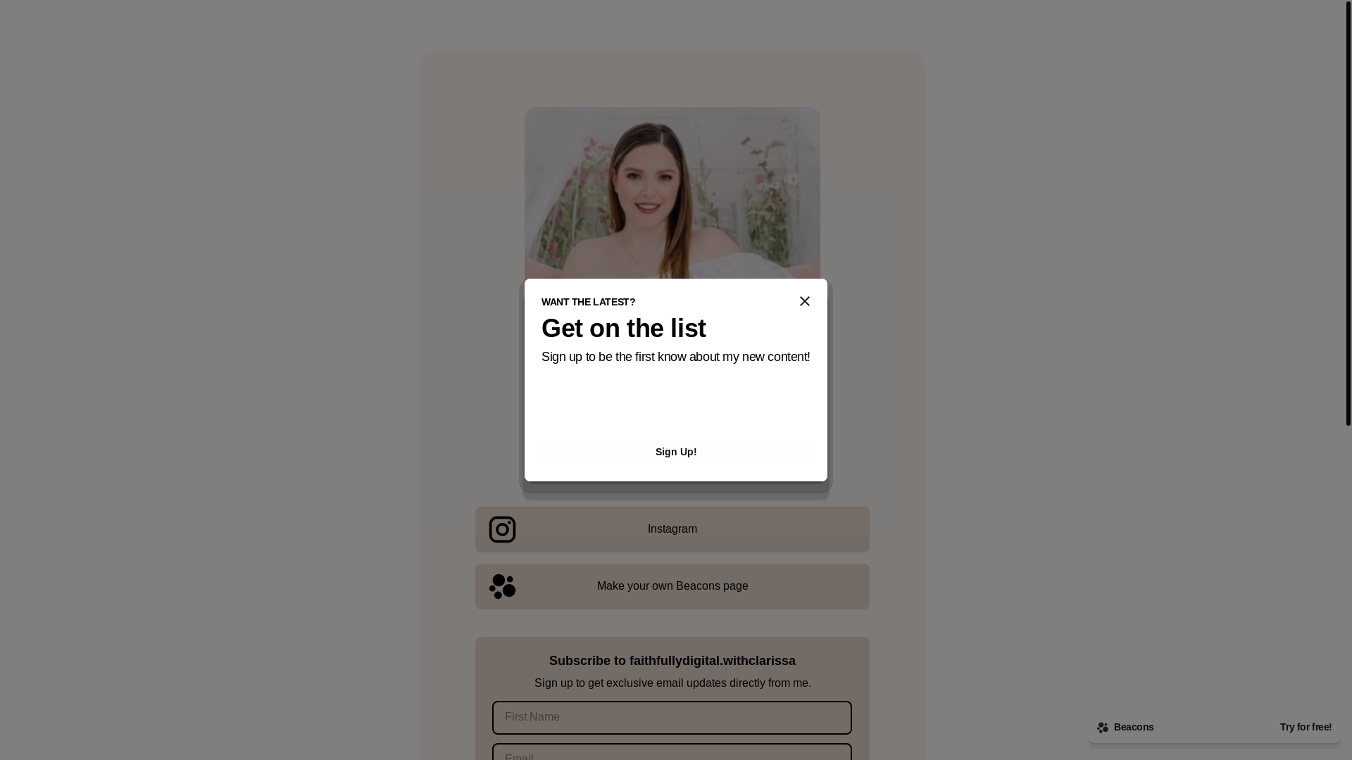website screenshot of https://faithfullydigitalwithclarissa.com/