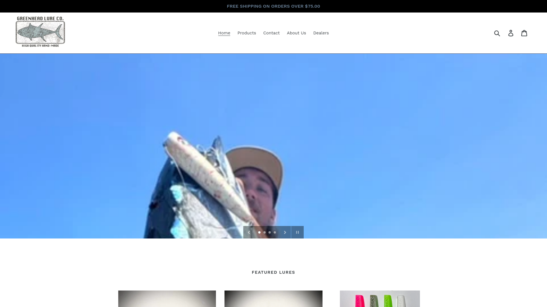 website screenshot of https://greenheadlures.com/