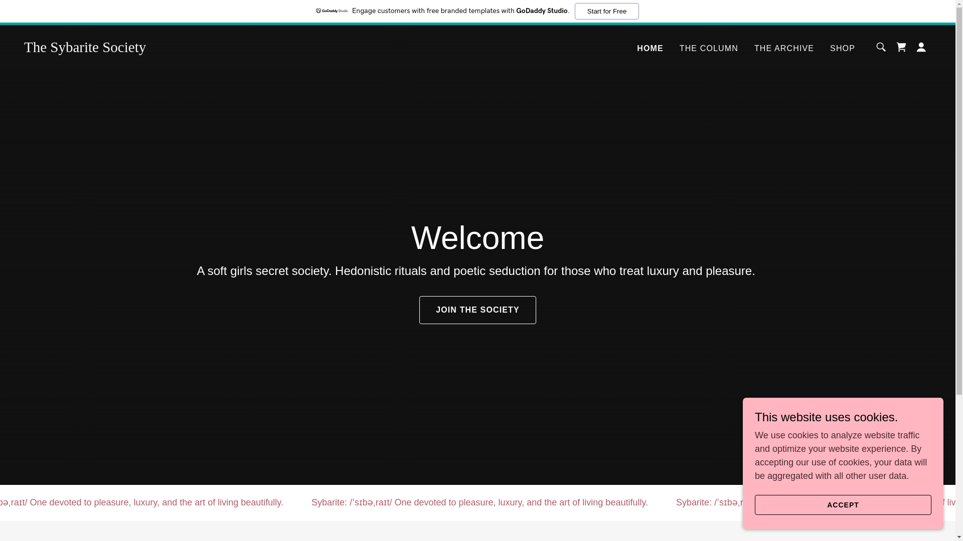 website screenshot of https://thesybaritesociety.com/