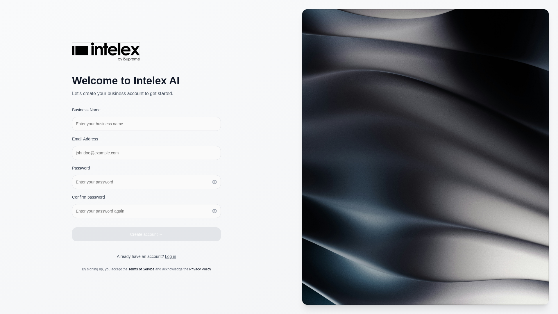 website screenshot of https://intelexai.app/