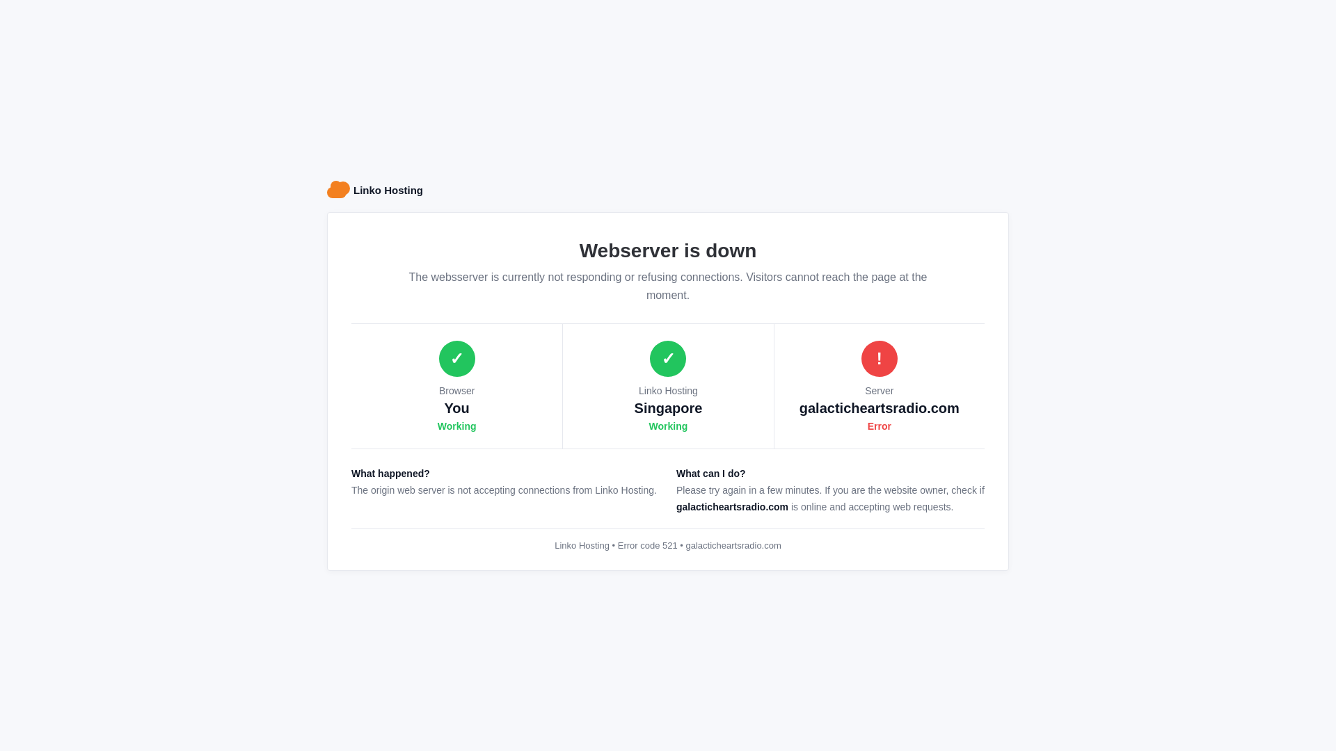website screenshot of https://galaticheartsradio.pages.dev/
