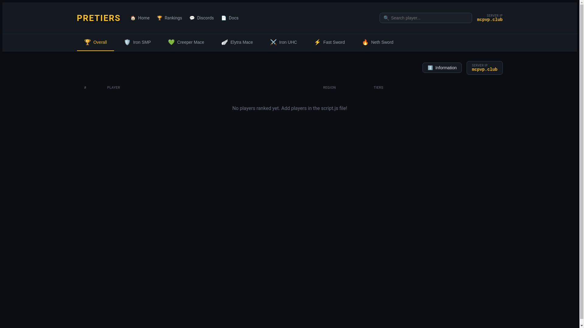 website screenshot of https://pretiers.pages.dev/