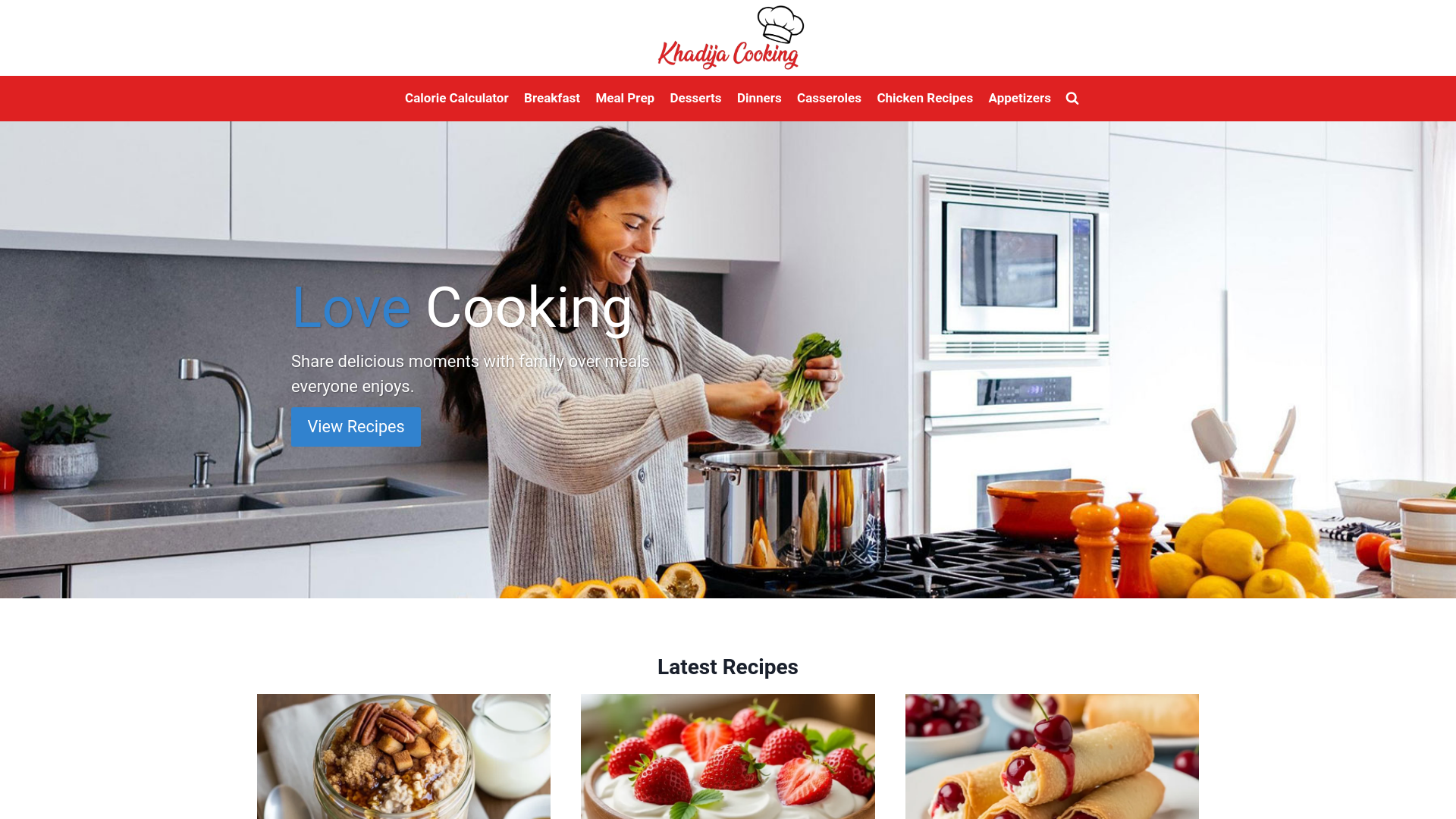 website screenshot of https://khadijacooking.com/