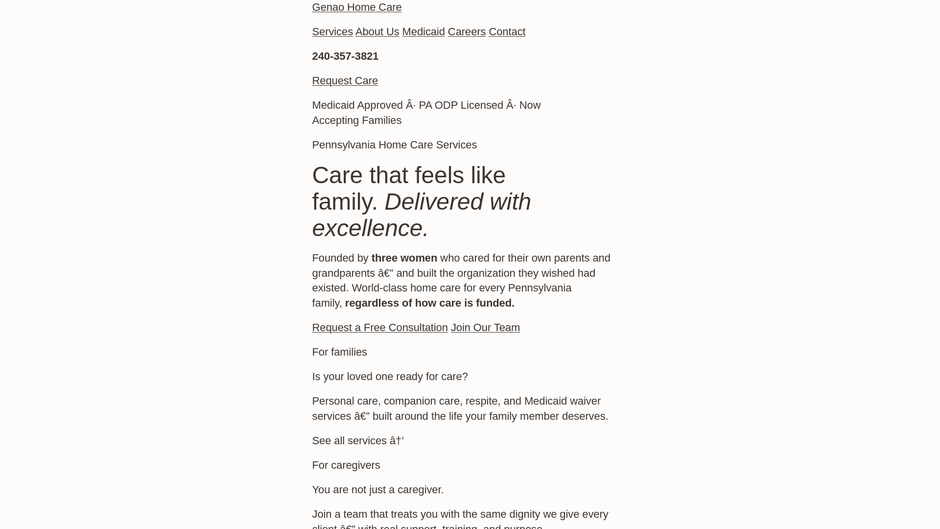 website screenshot of https://genaohcs.com/