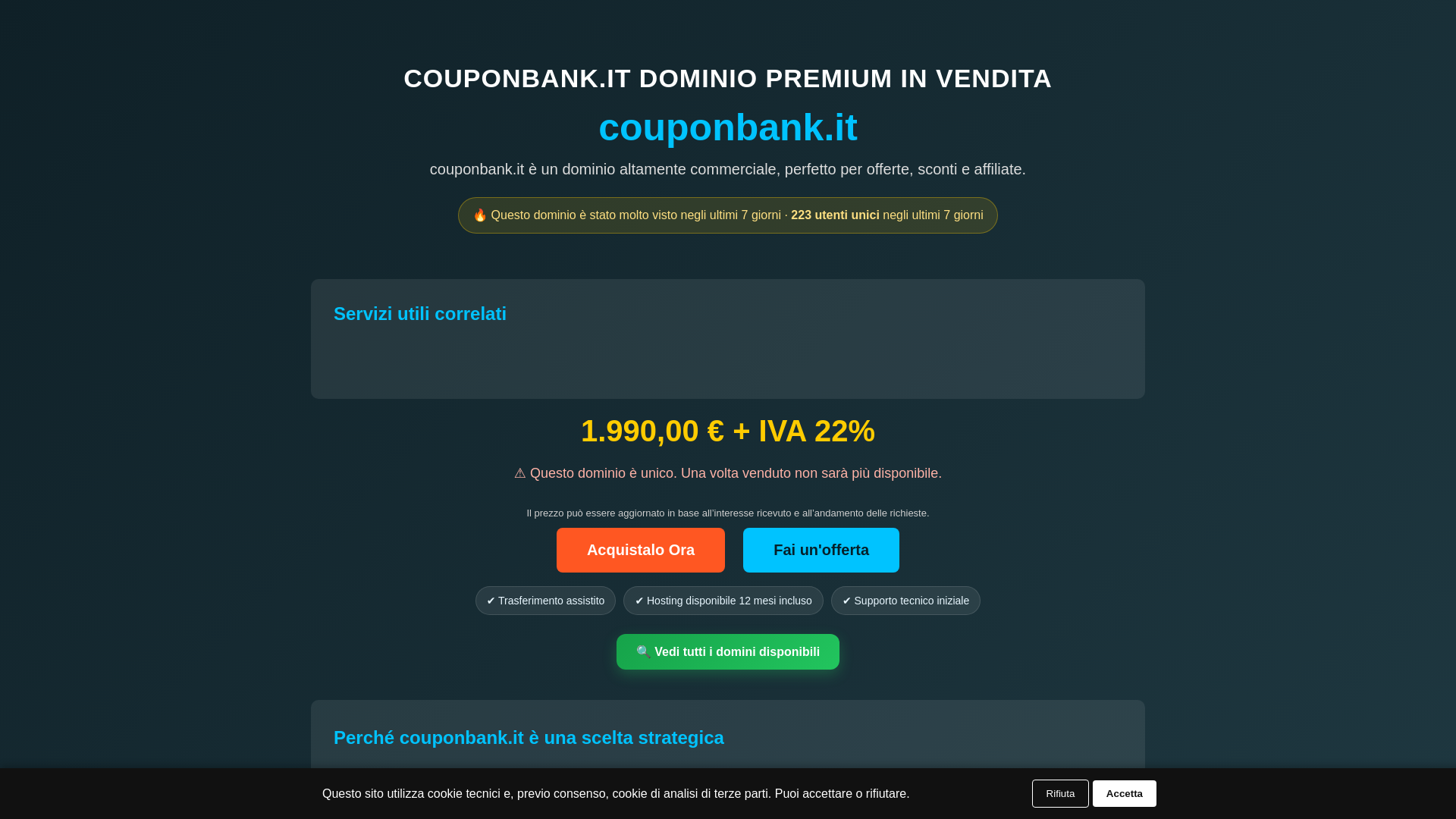 website screenshot of https://couponbank.it/
