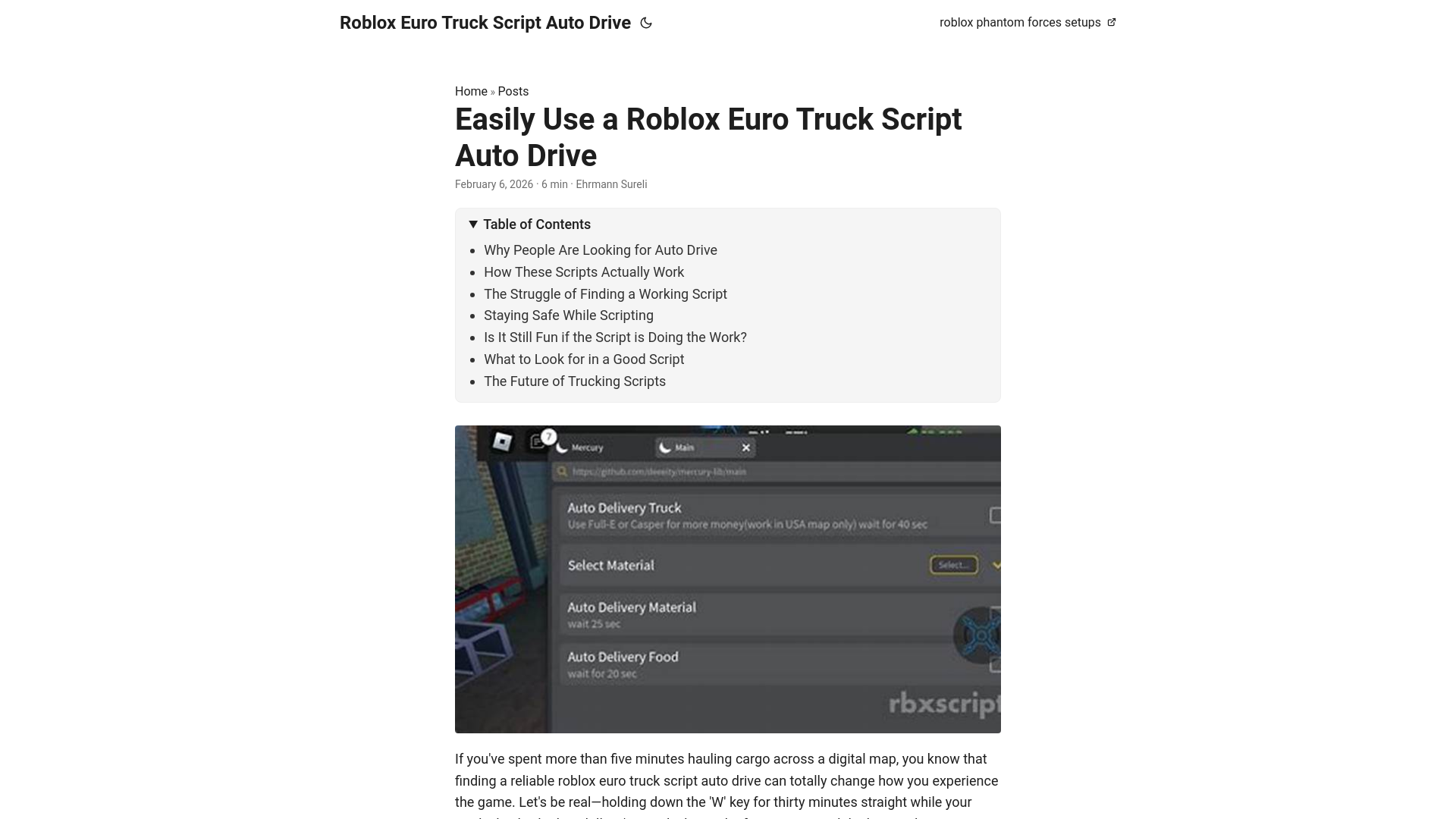 website screenshot of https://roblox-euro-truck-script-auto-drive.pages.dev/