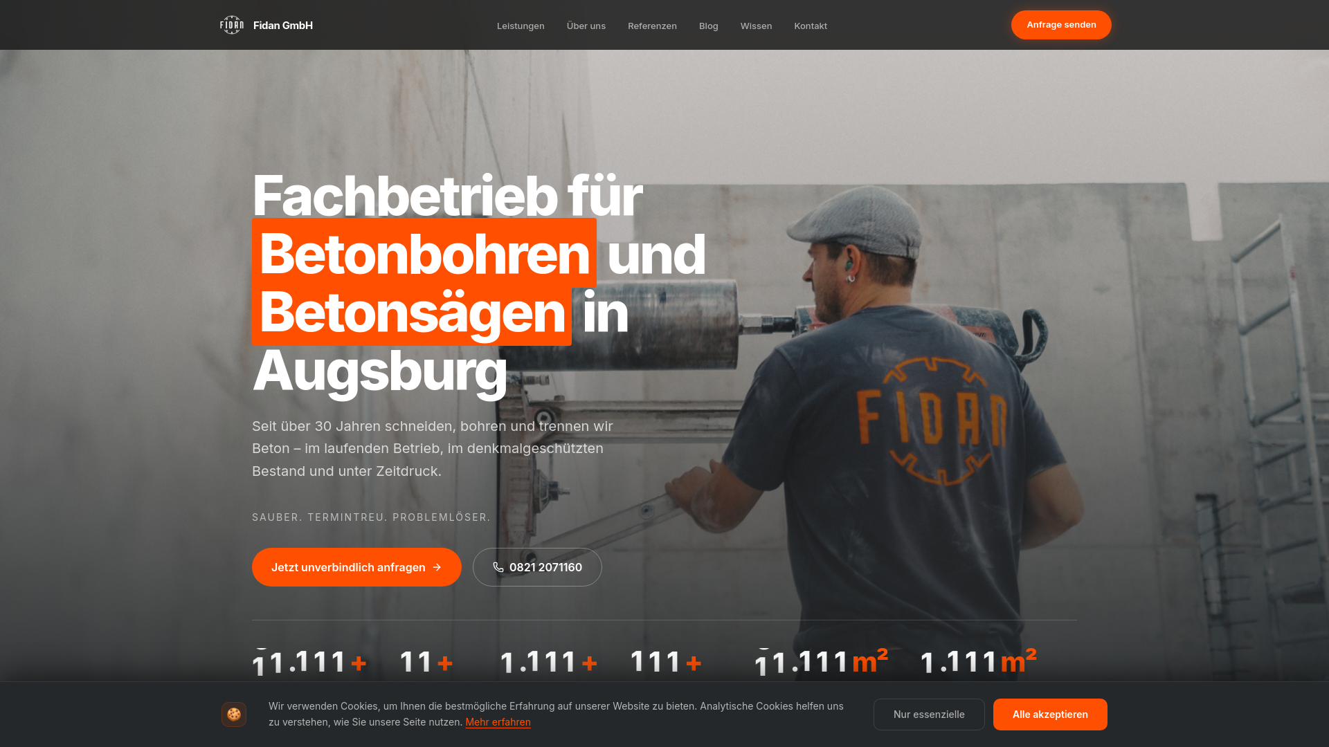 website screenshot of https://fidan-beton.de/