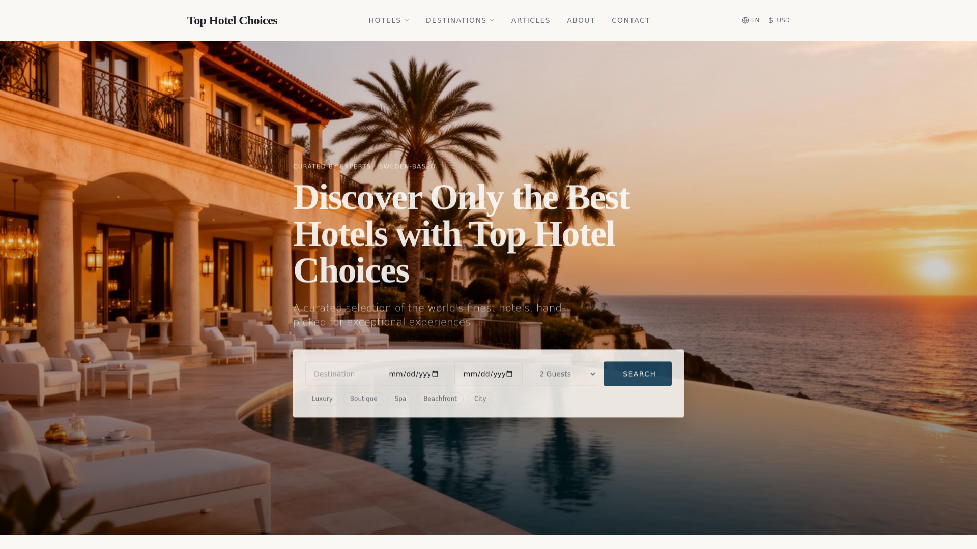 website screenshot of https://top-hotel-choices.com/