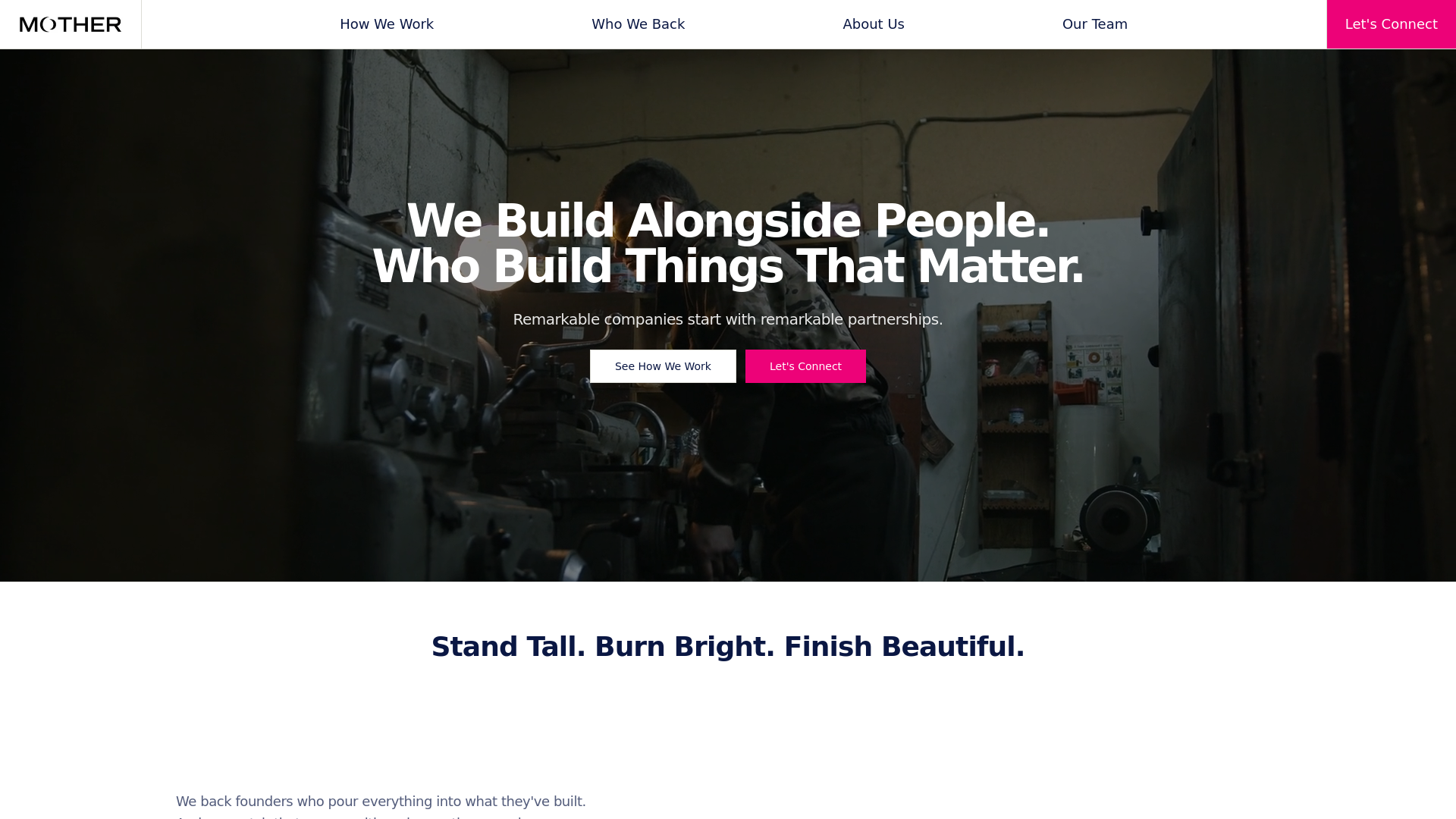 website screenshot of https://joinmotherpartners.com/