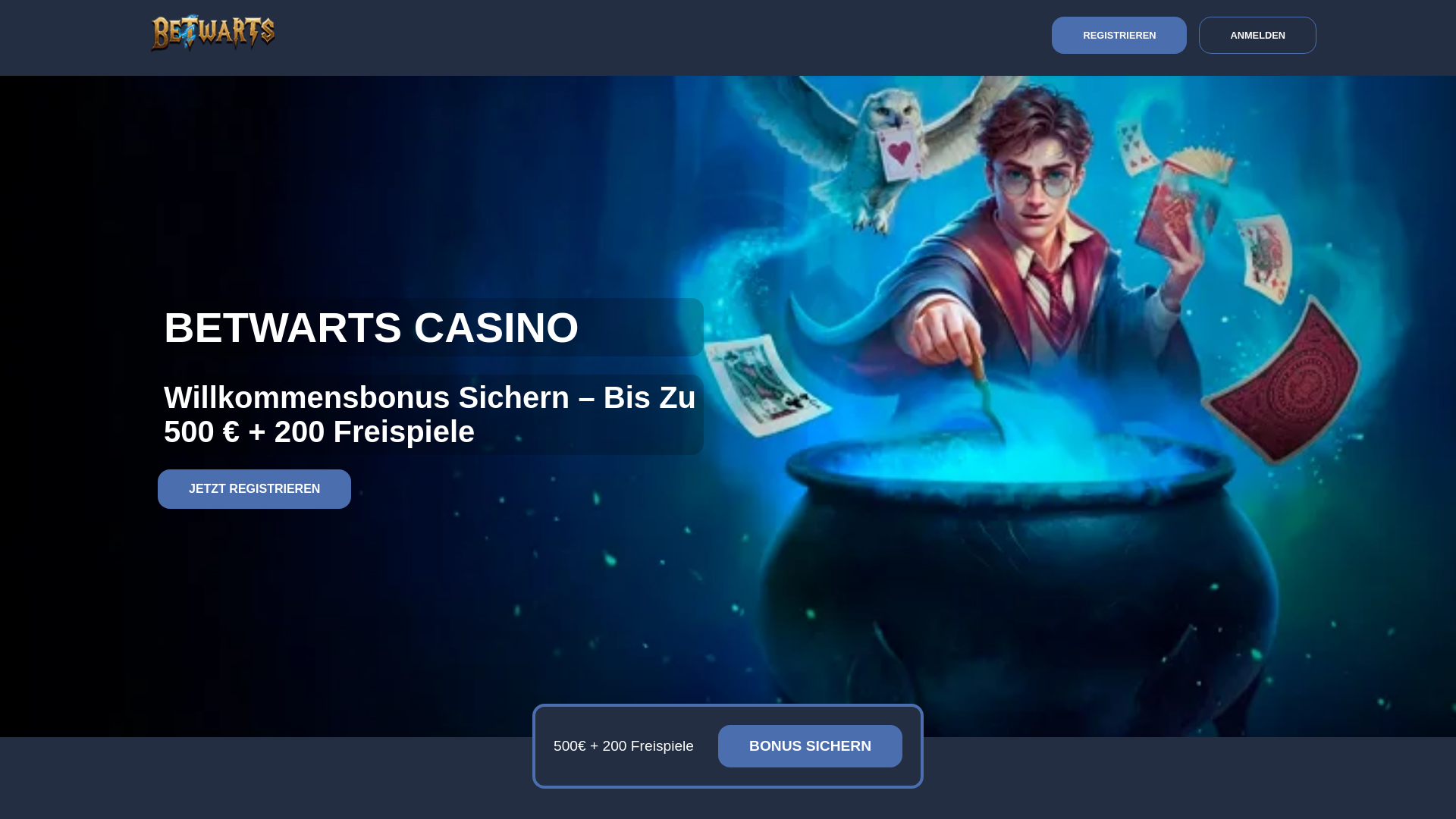 website screenshot of https://bet-warts-casino.de