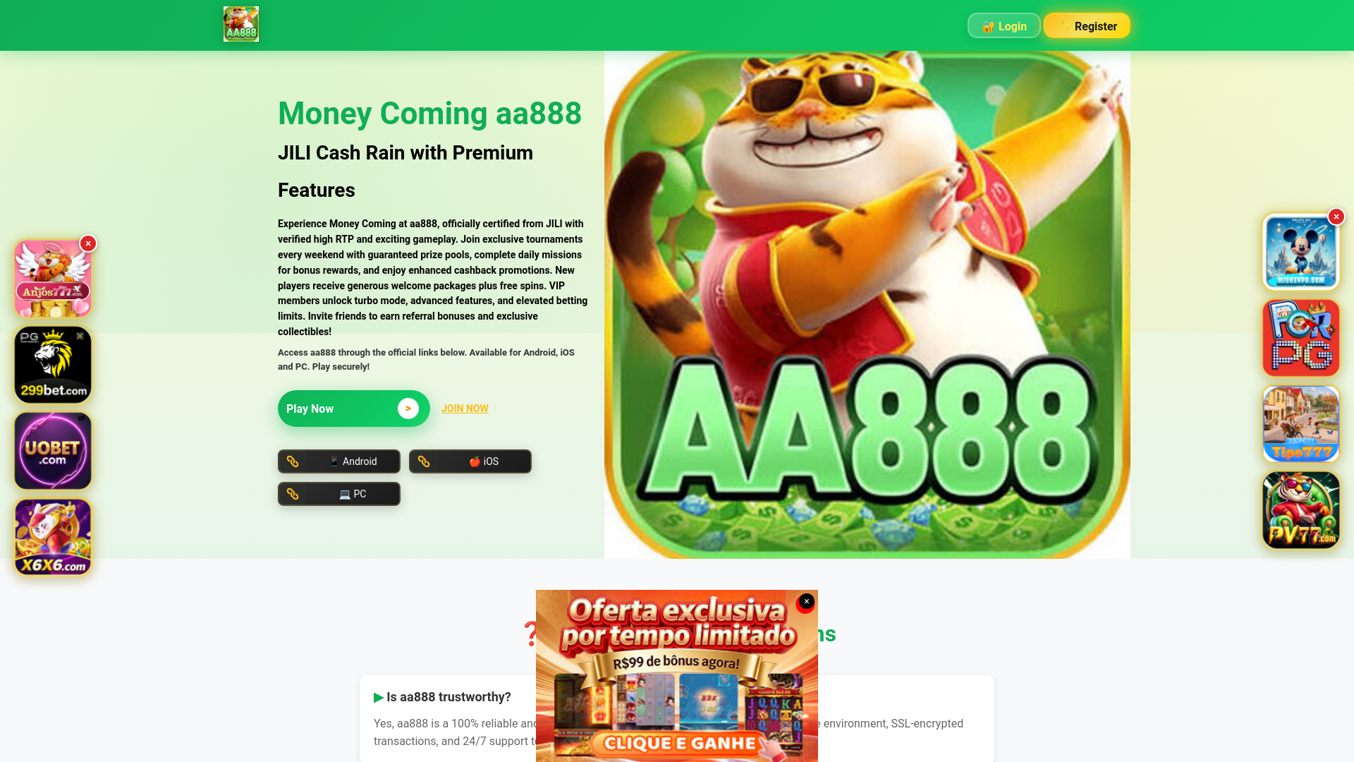 website screenshot of https://aa888c.com.br/