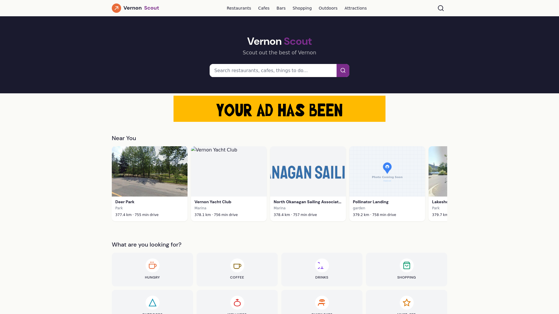 website screenshot of https://vernonscout.ca/