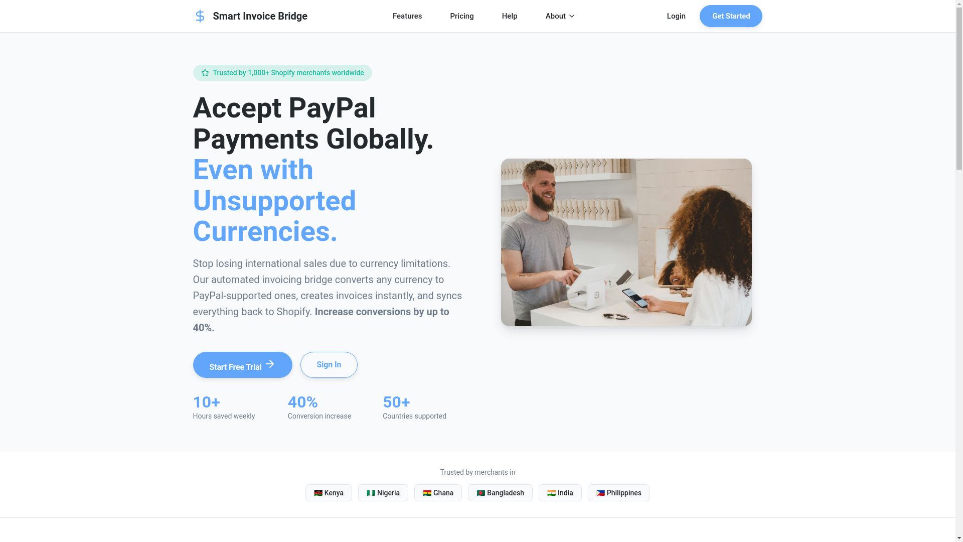 website screenshot of https://smartinvoicebridge.com/