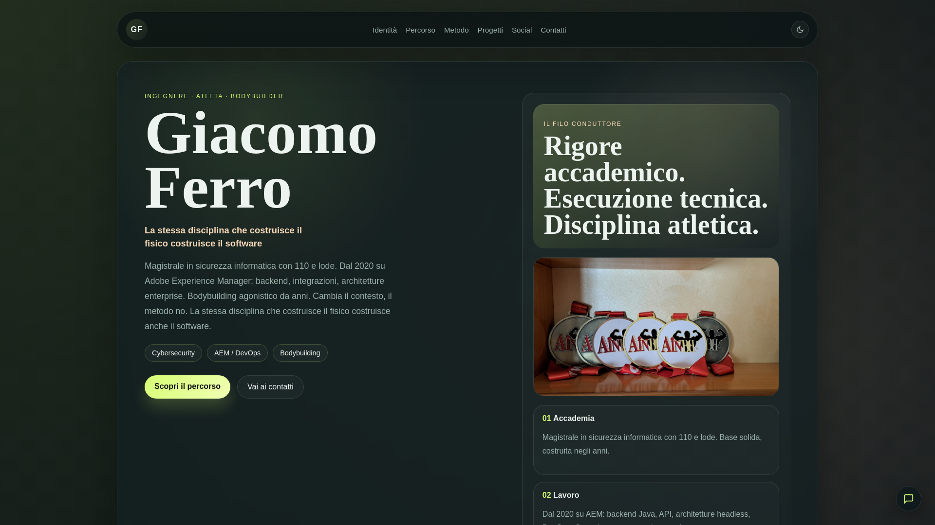 website screenshot of https://giacomoferro.com/