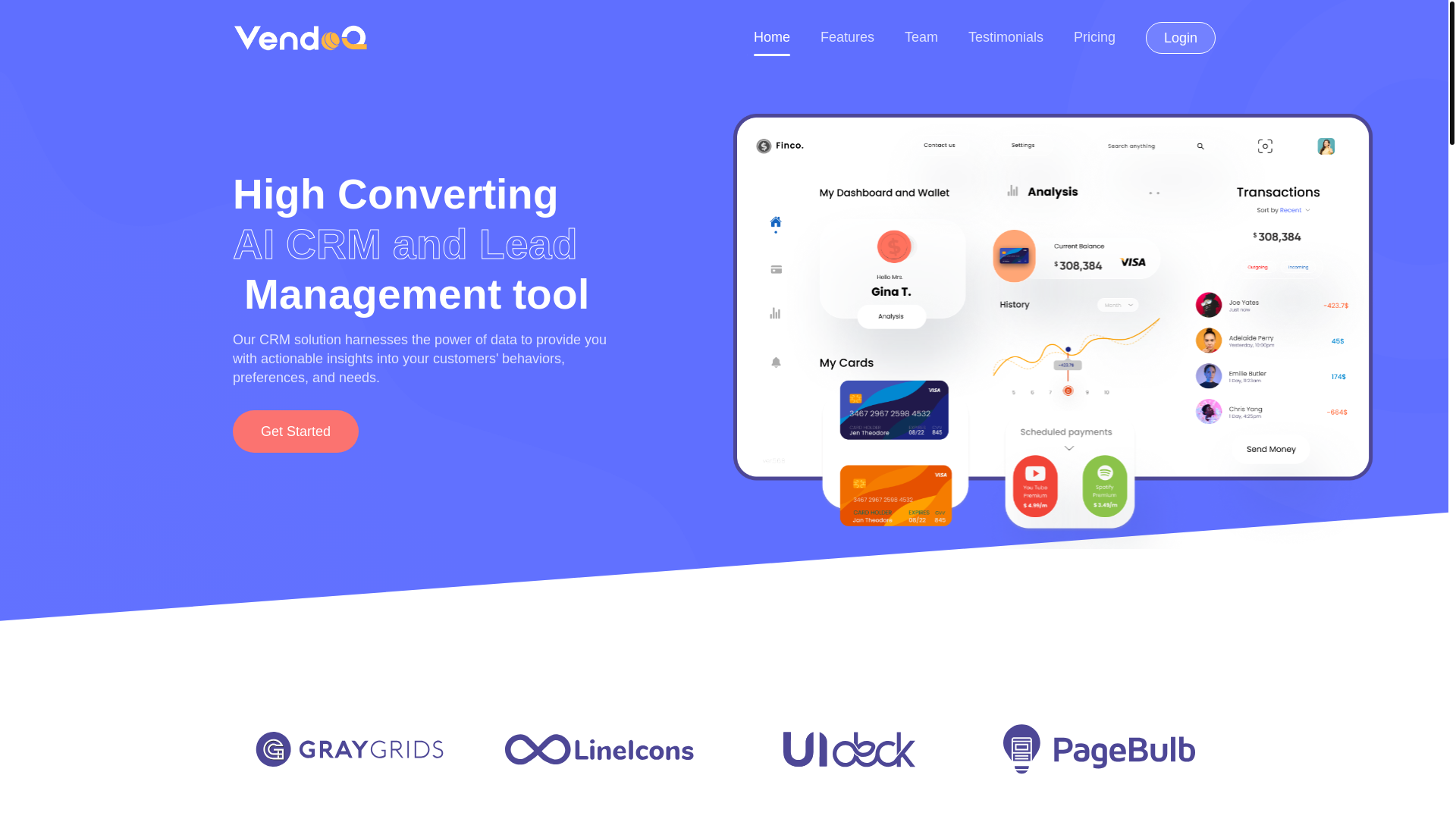 website screenshot of https://vendocrm.app/
