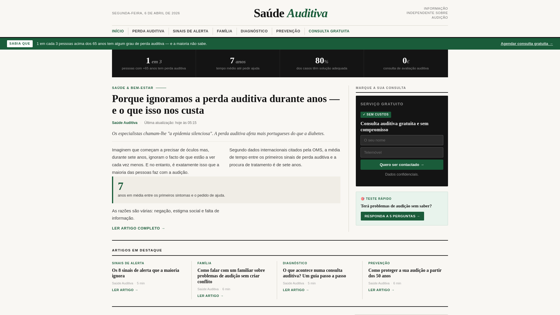 website screenshot of https://saudeauditiva.pt/