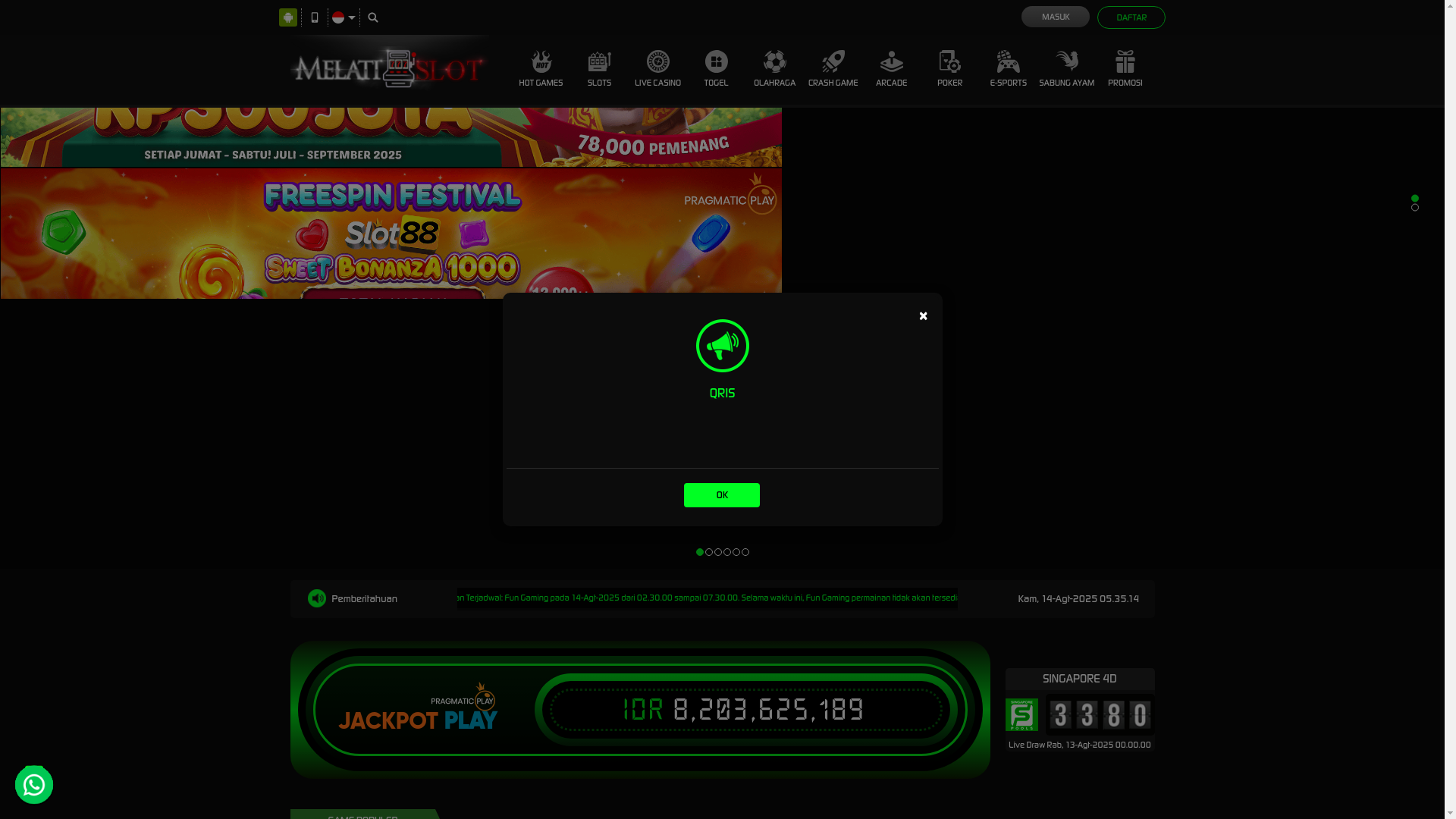 website screenshot of https://melatislotcuan.store/