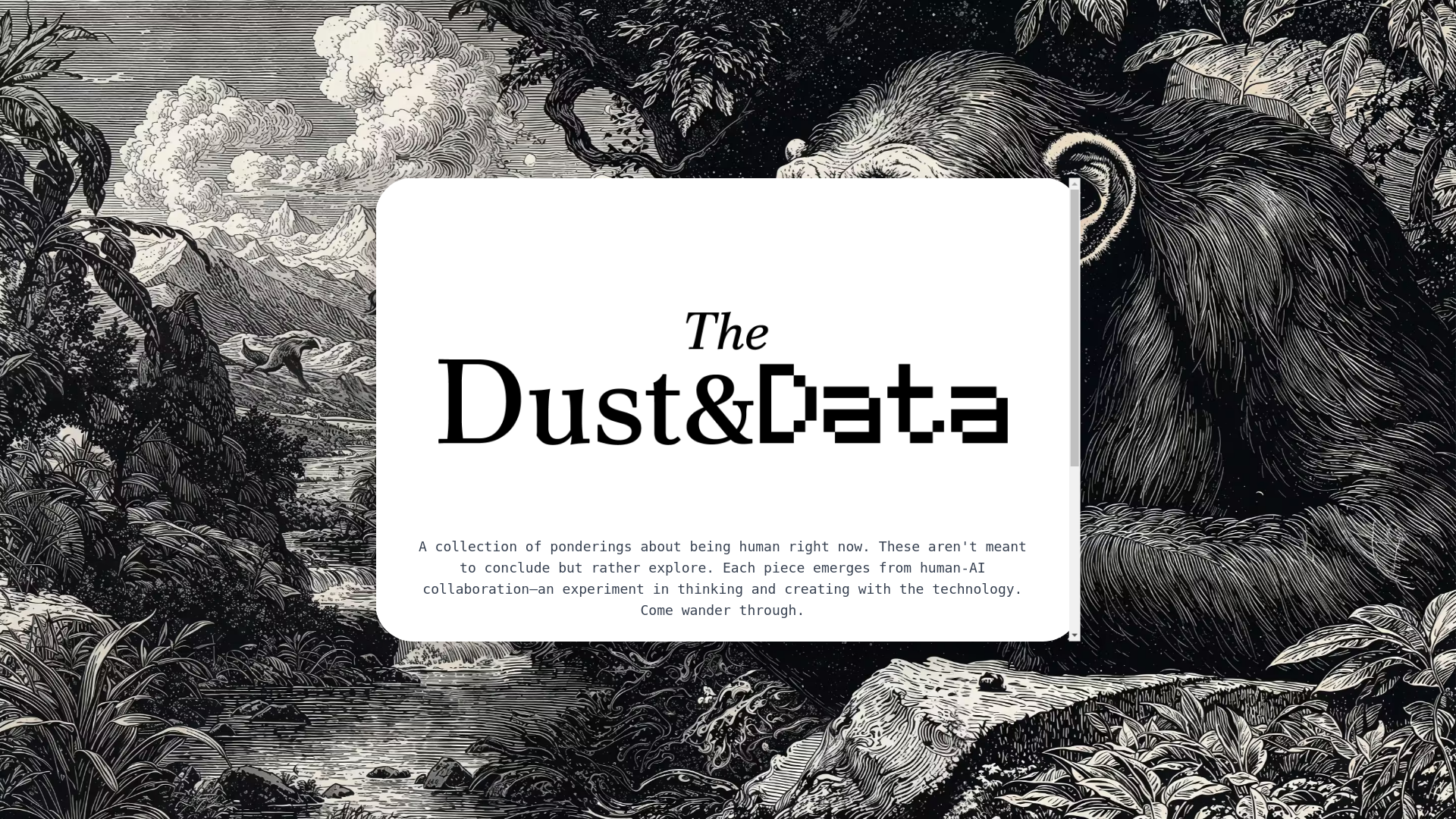 website screenshot of https://thedustndata.com/