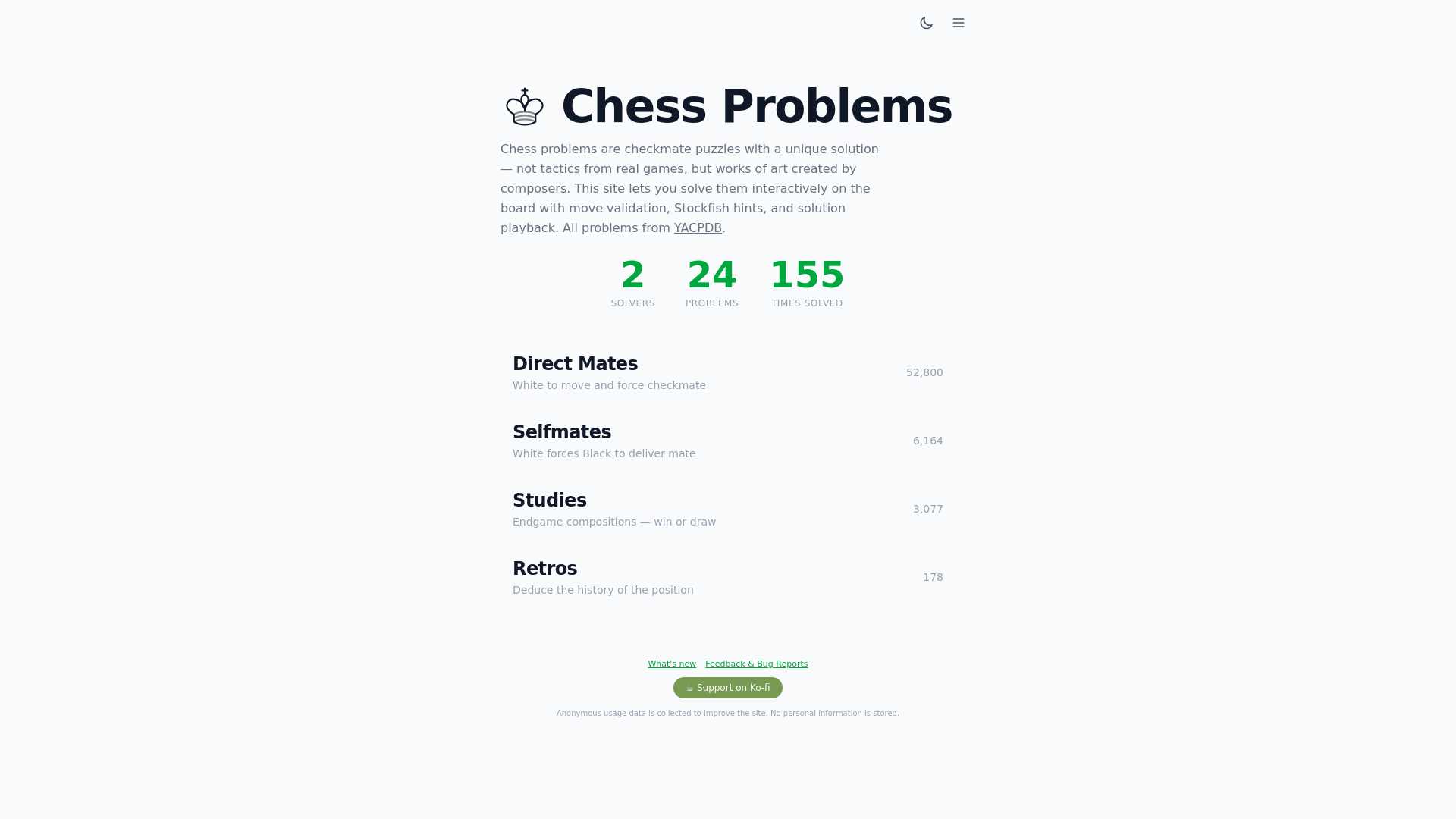 website screenshot of https://chess-problems-staging2.pages.dev/