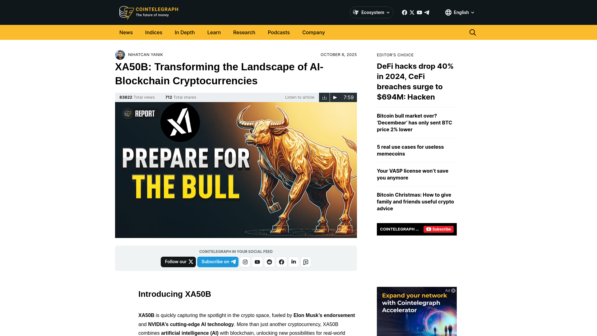 website screenshot of https://xa50b-cointelegraph.com/