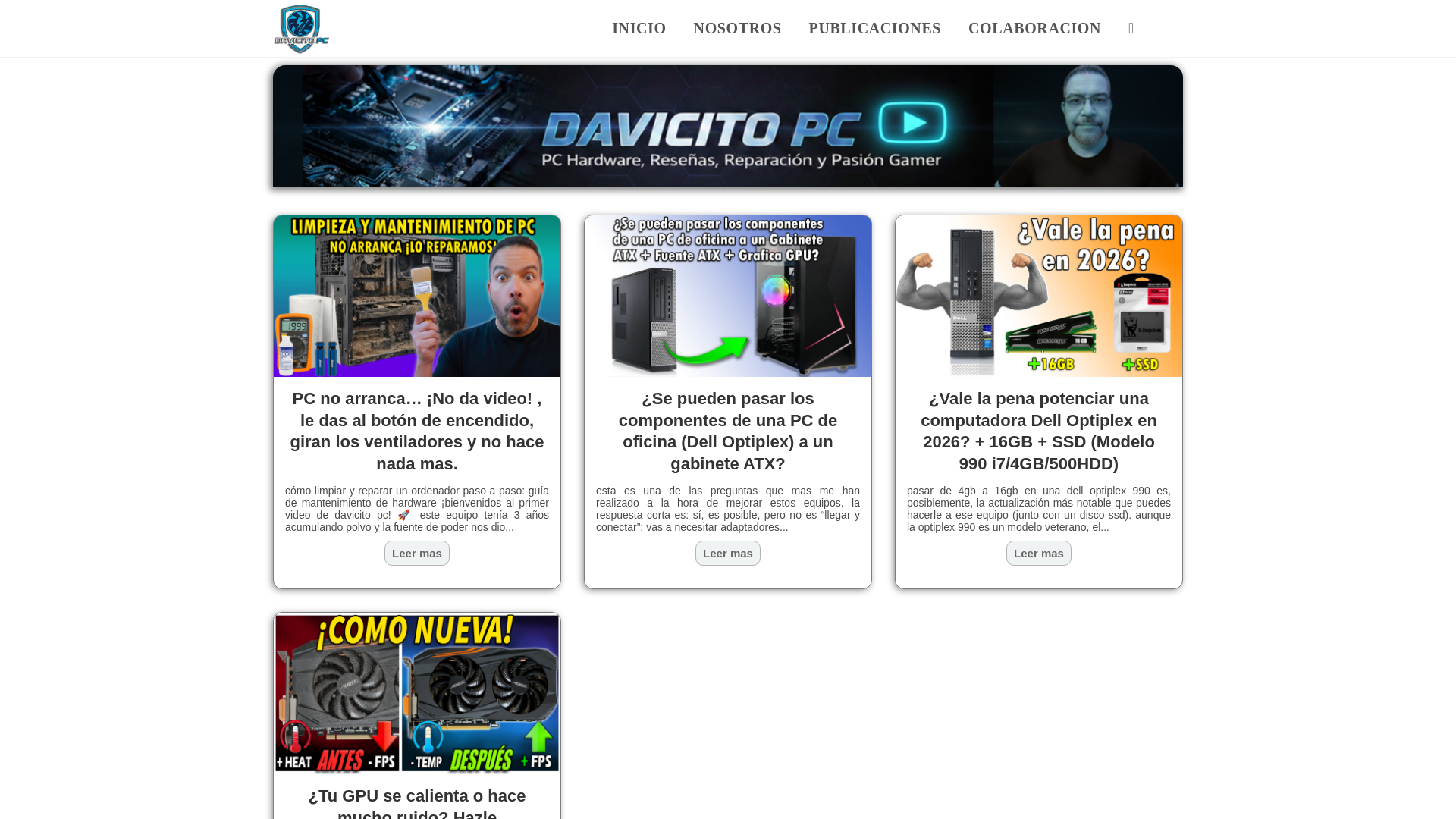 website screenshot of https://davicitopc.com/