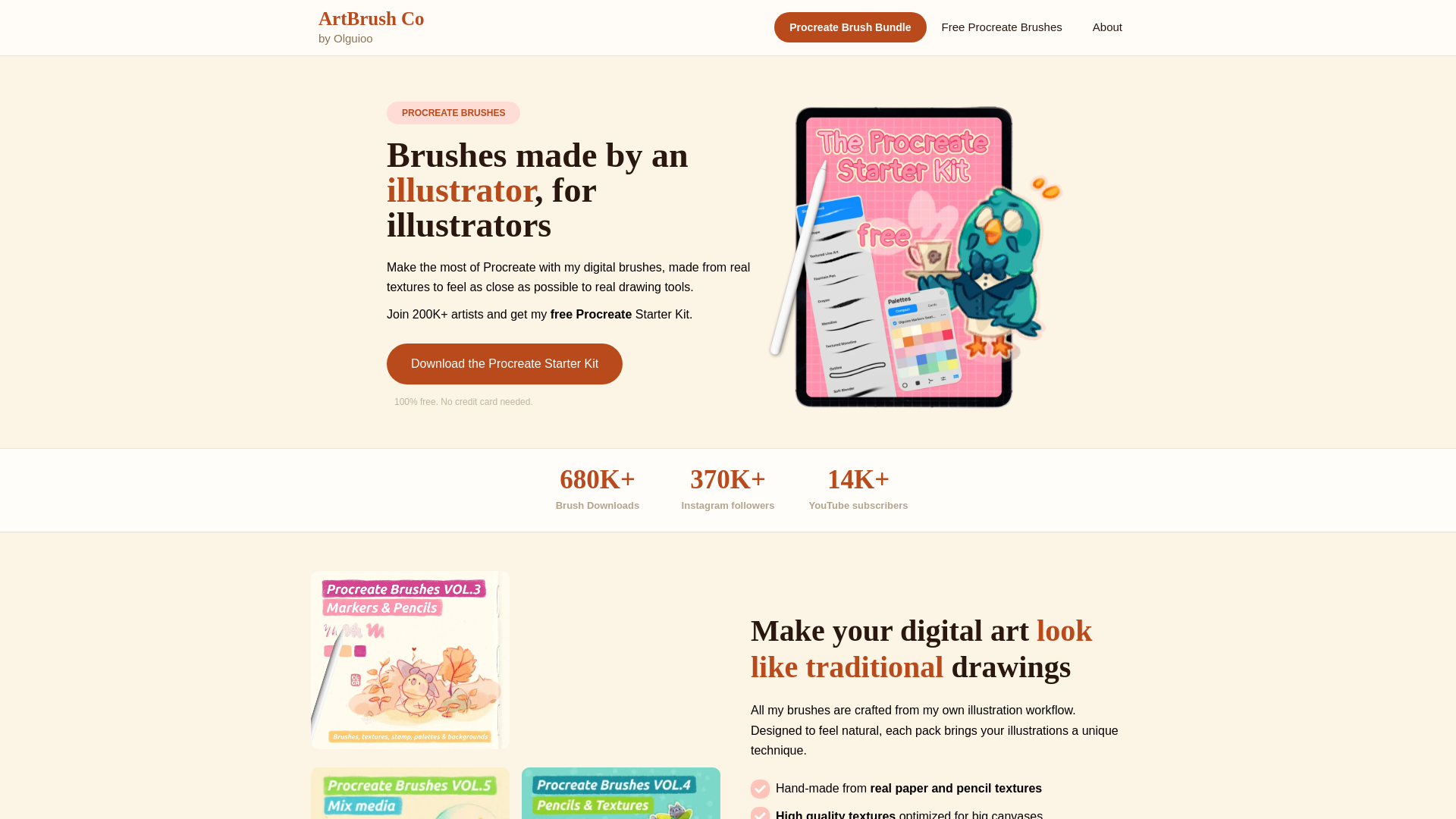 website screenshot of https://artbrushco.com/