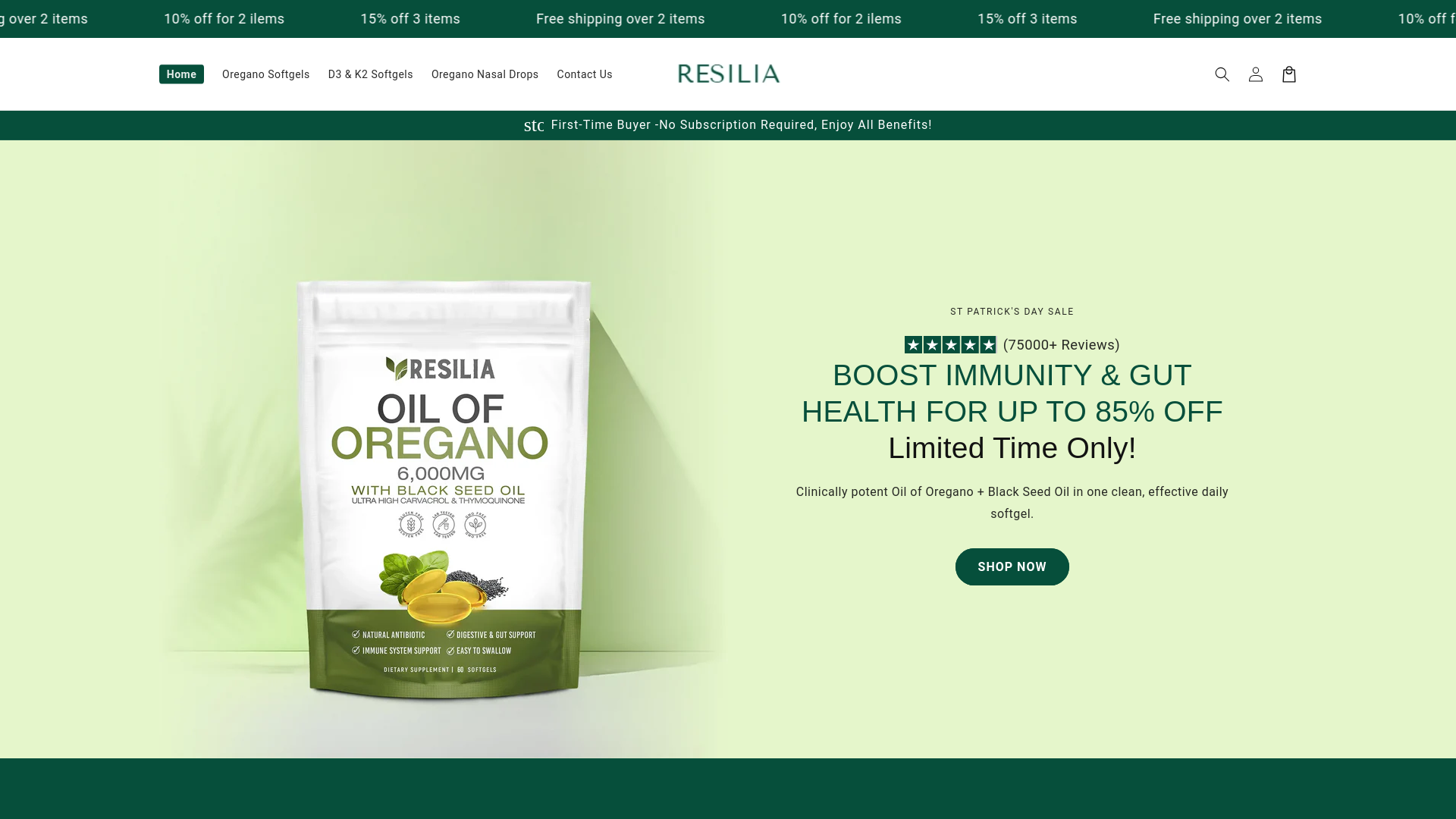 website screenshot of https://resilia-try.shop/