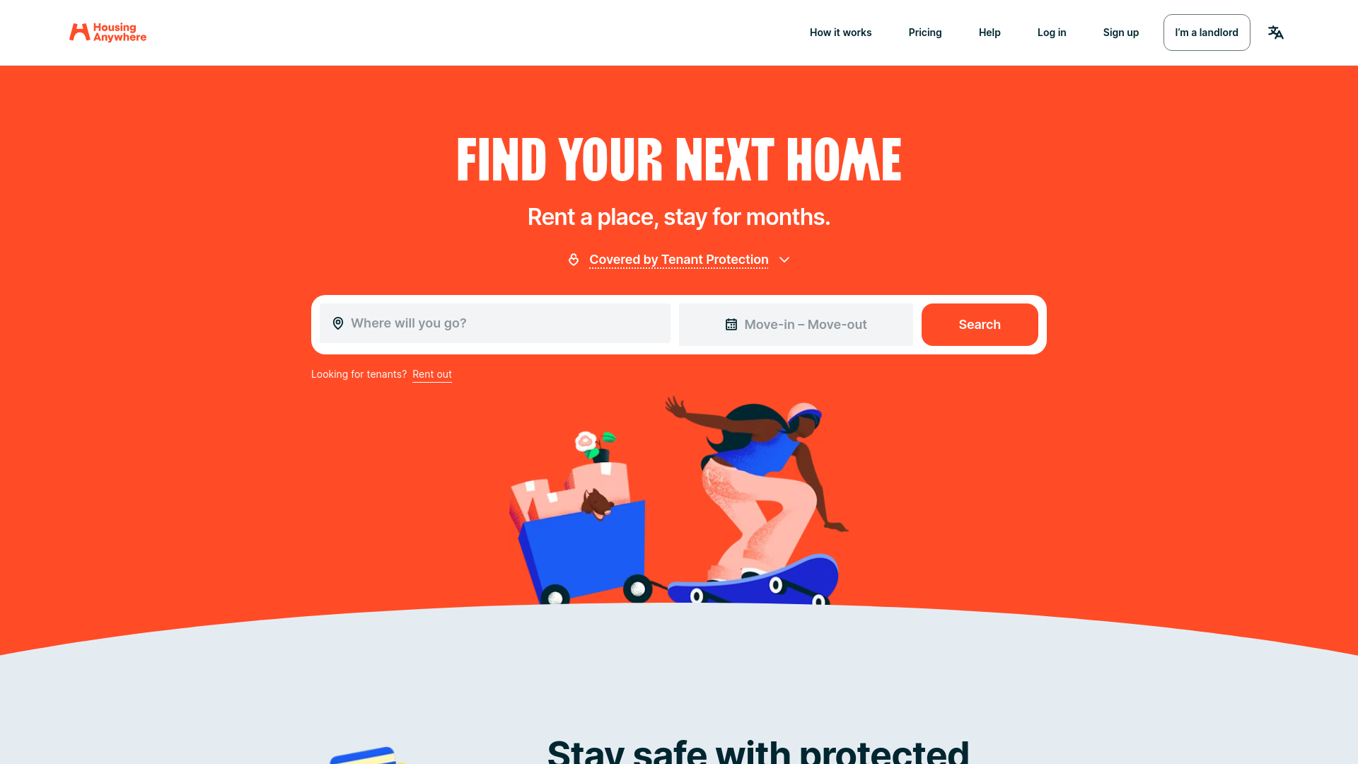 website screenshot of https://housinganywhere.com