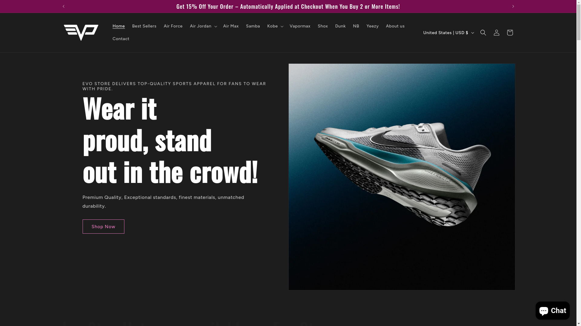 website screenshot of https://myevostore.co/