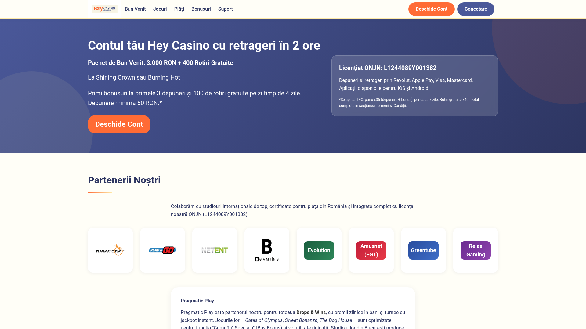 website screenshot of https://hey-casino.ro/