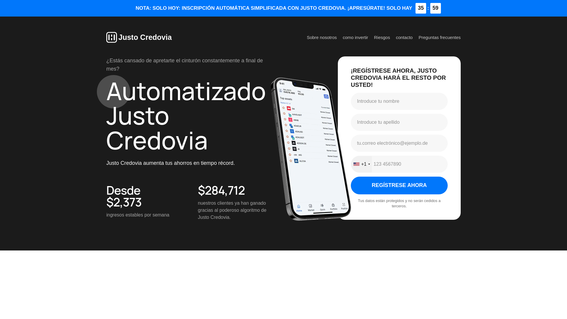 website screenshot of https://justocredovia.com