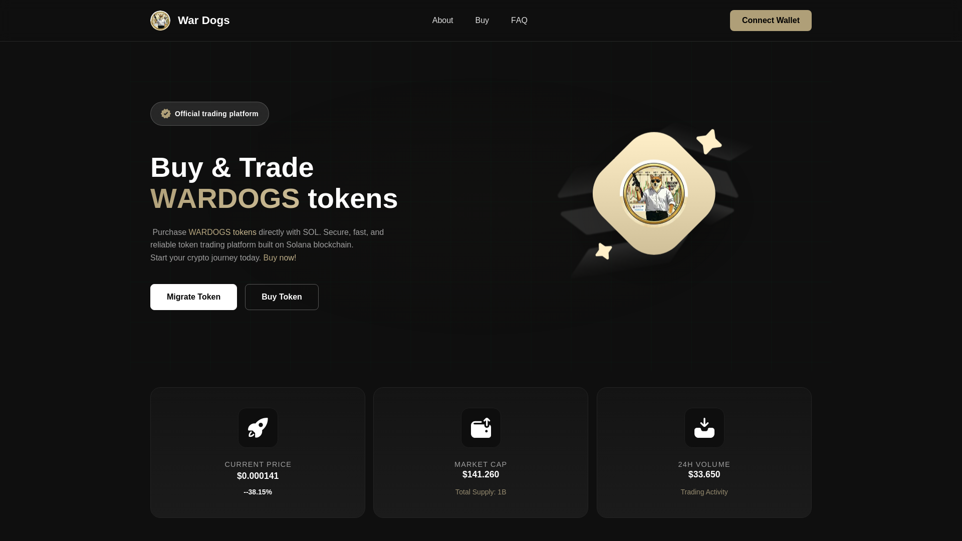 website screenshot of https://wardogscoinmigrate.xyz