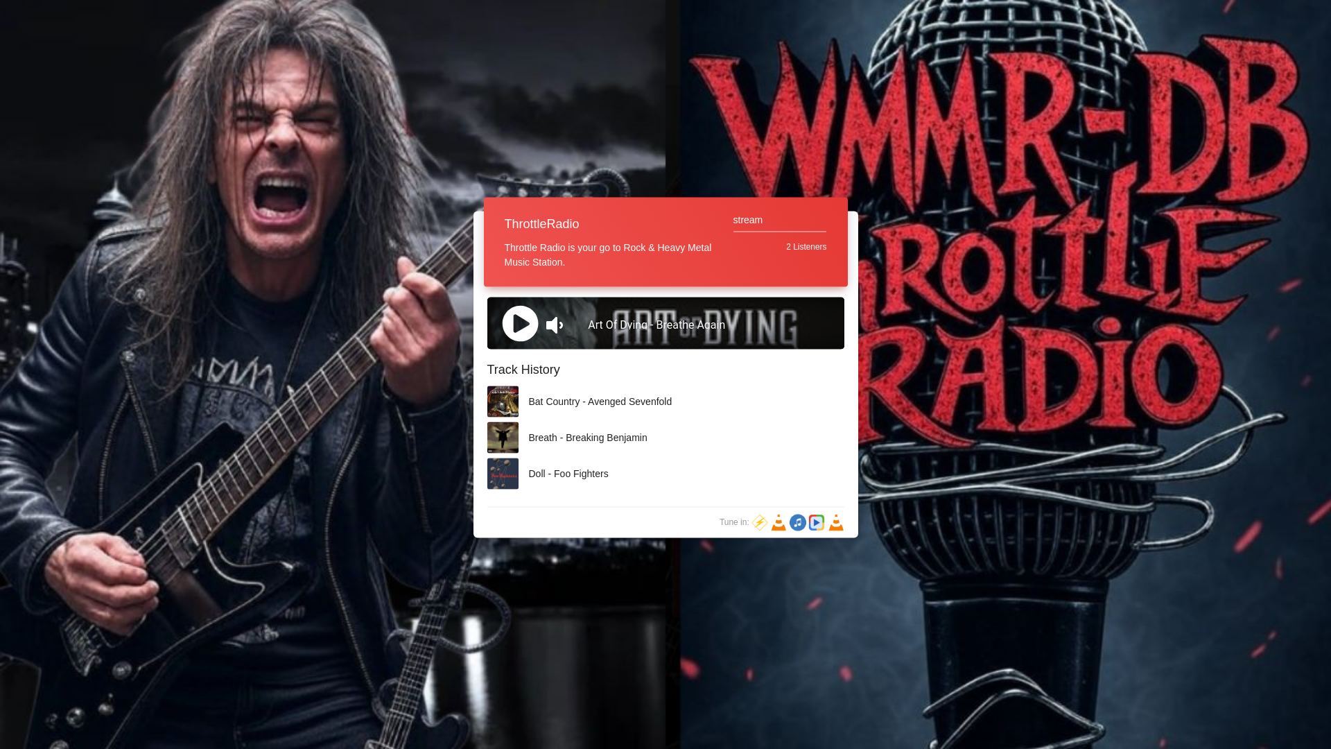website screenshot of https://throttleradio.com/