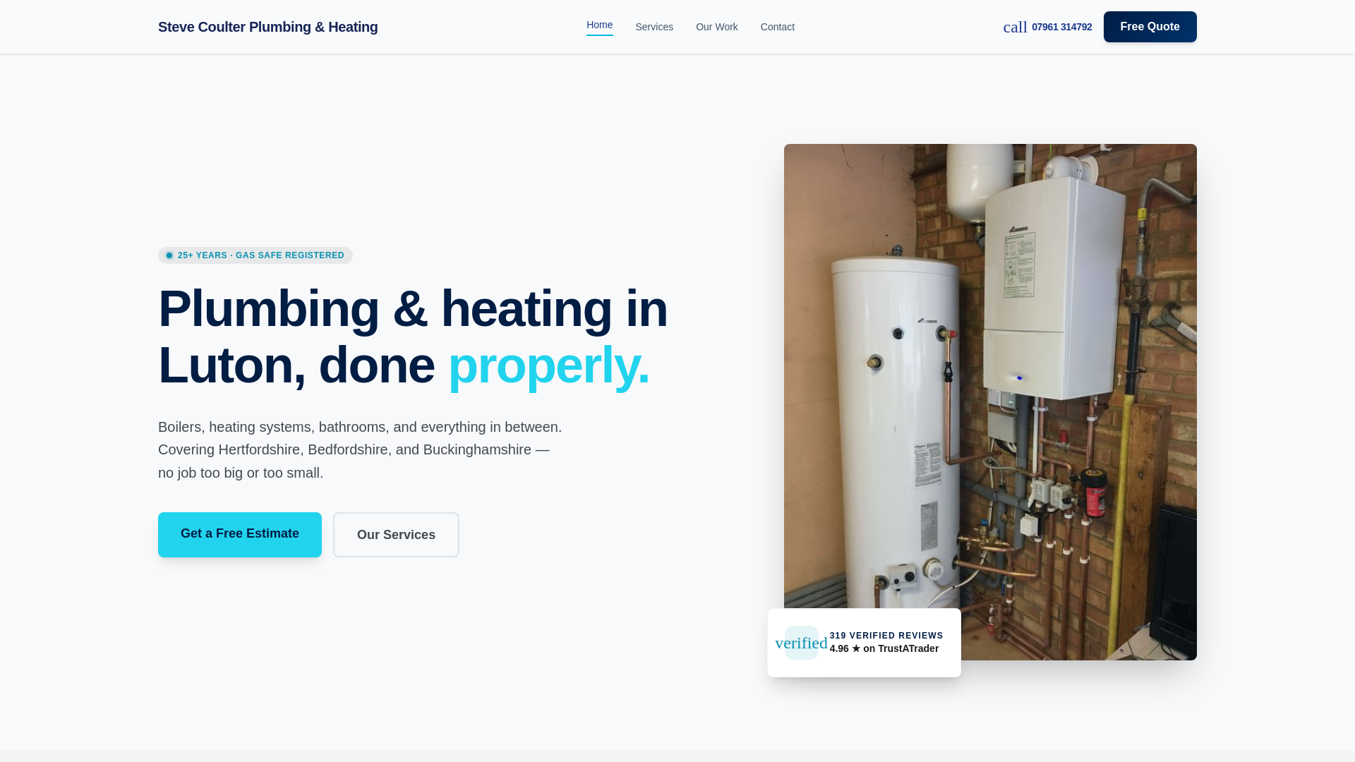 website screenshot of https://stevecoulterplumbingandheating.co.uk/