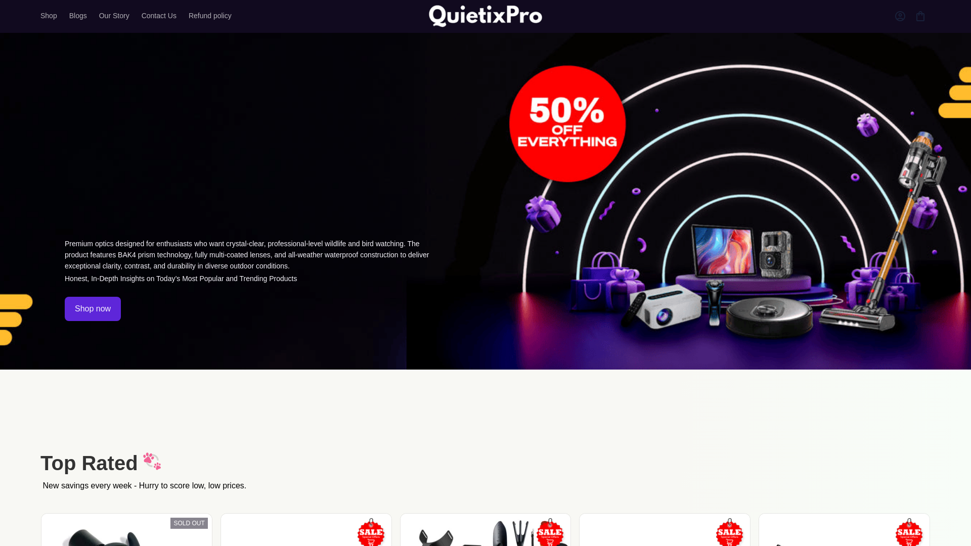 website screenshot of https://quietixpro.com