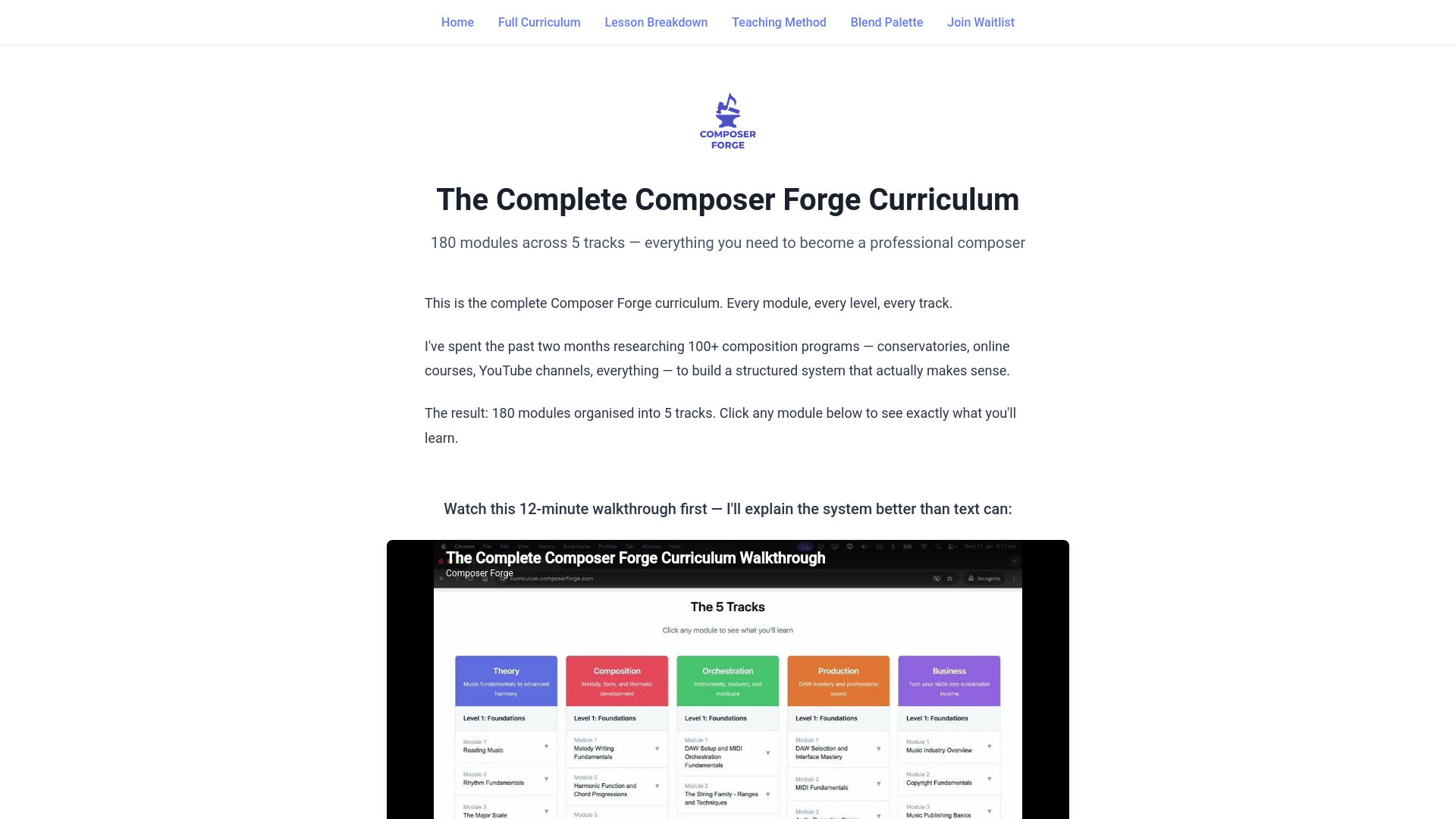 website screenshot of https://composer-forge-curriculum1.pages.dev/