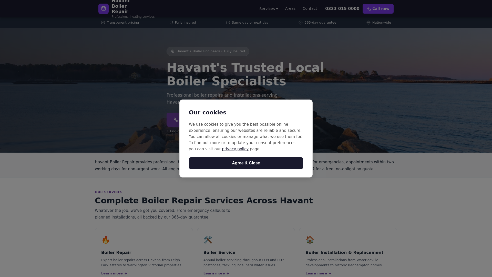 website screenshot of https://havant-boiler-repair.pages.dev/
