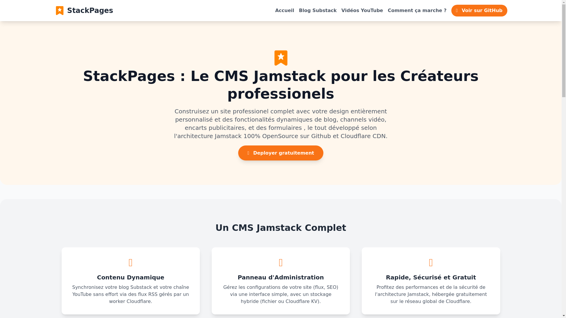website screenshot of https://stackpages.net/