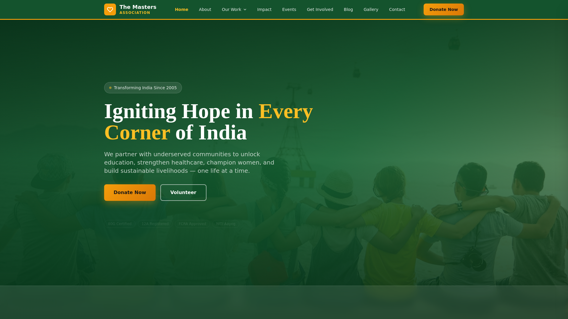 website screenshot of https://themastersassociation.com/