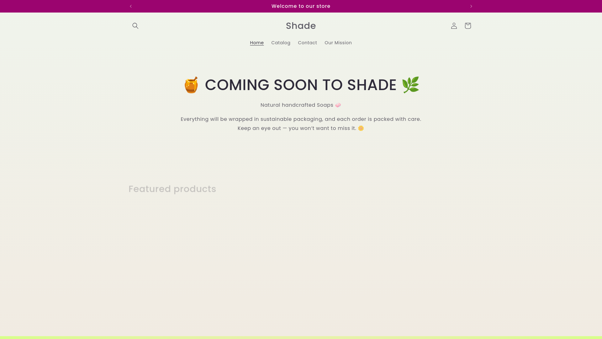 website screenshot of https://shadehomeessentials.shop/