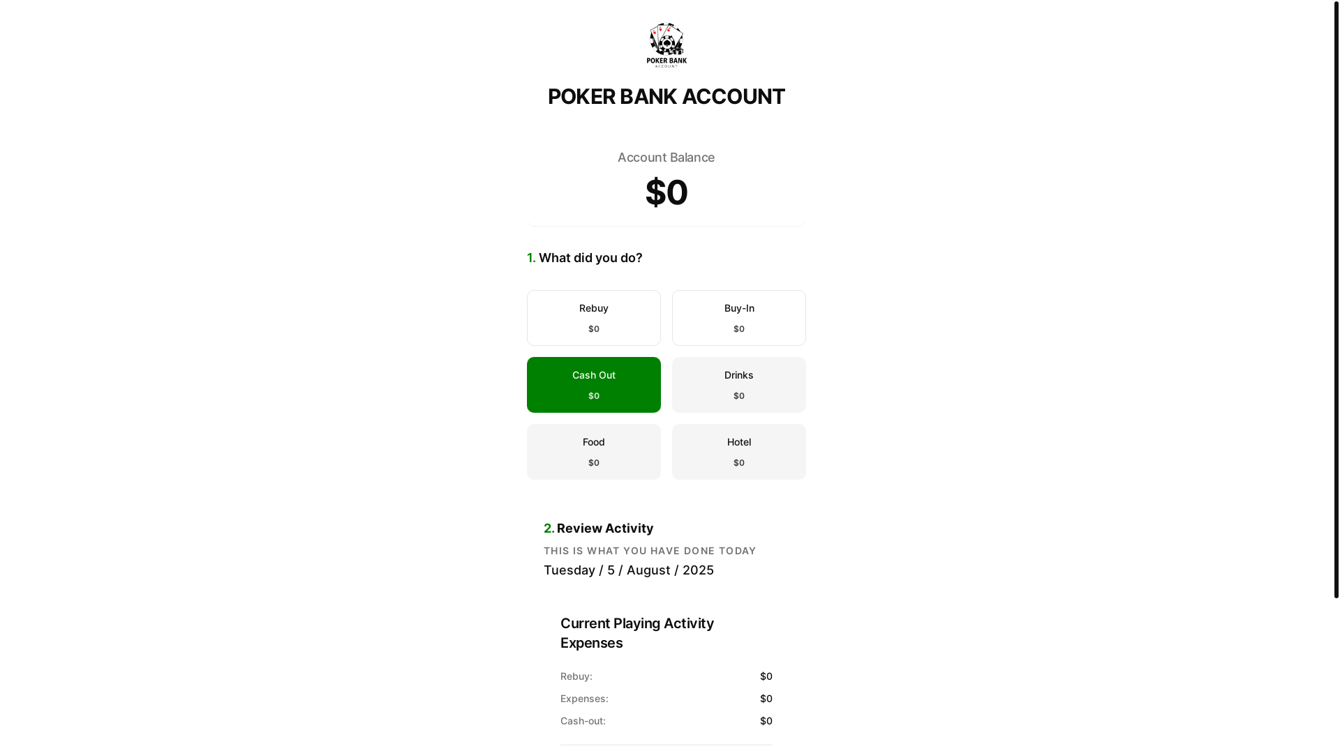 website screenshot of https://pokerbankaccount.com/