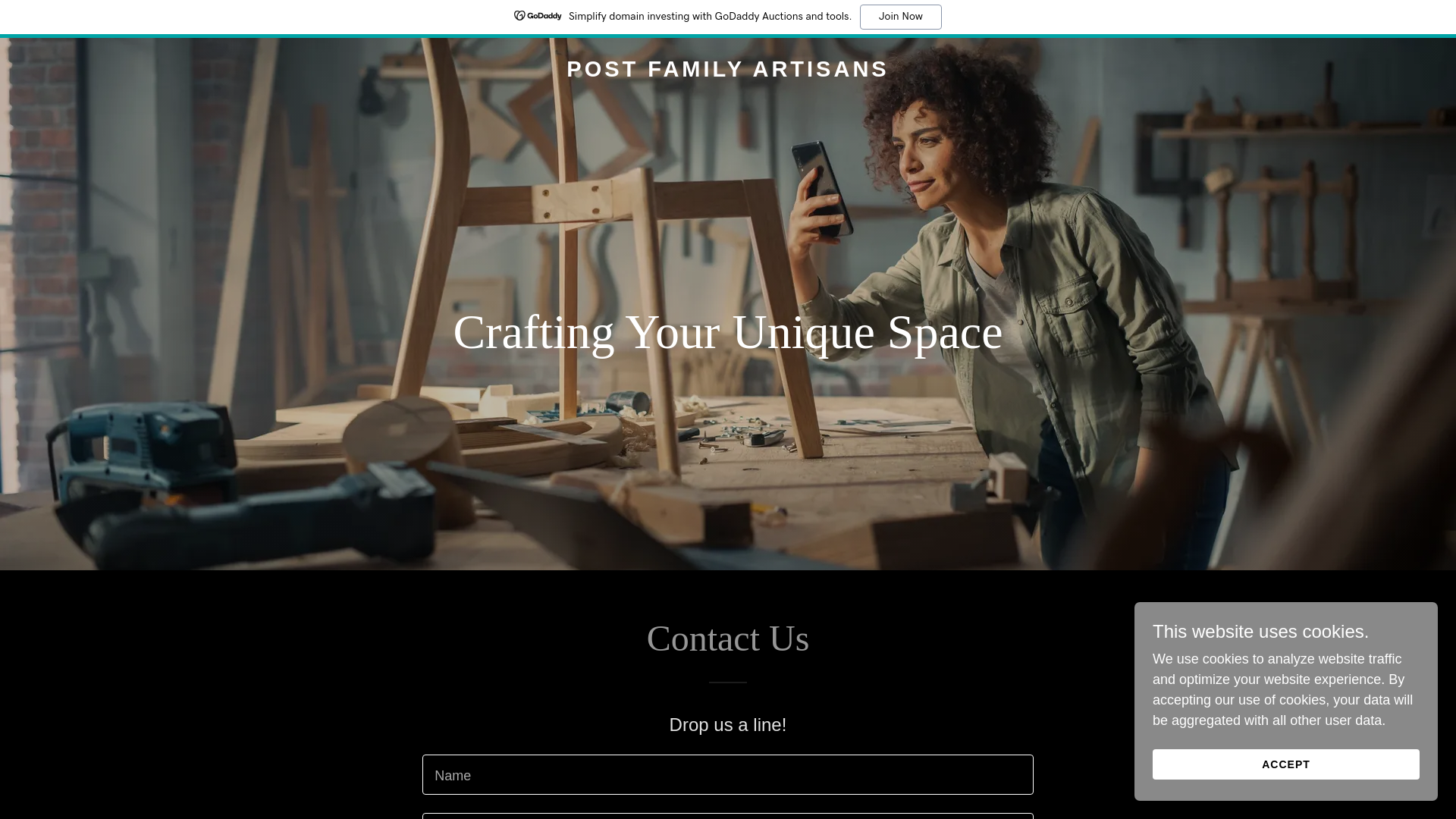 website screenshot of https://postfamilyartisans.info/
