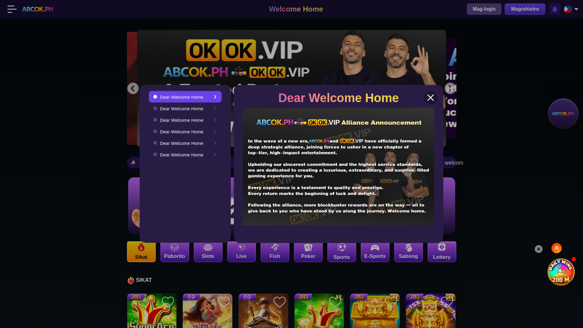 website screenshot of https://abcok777.com/